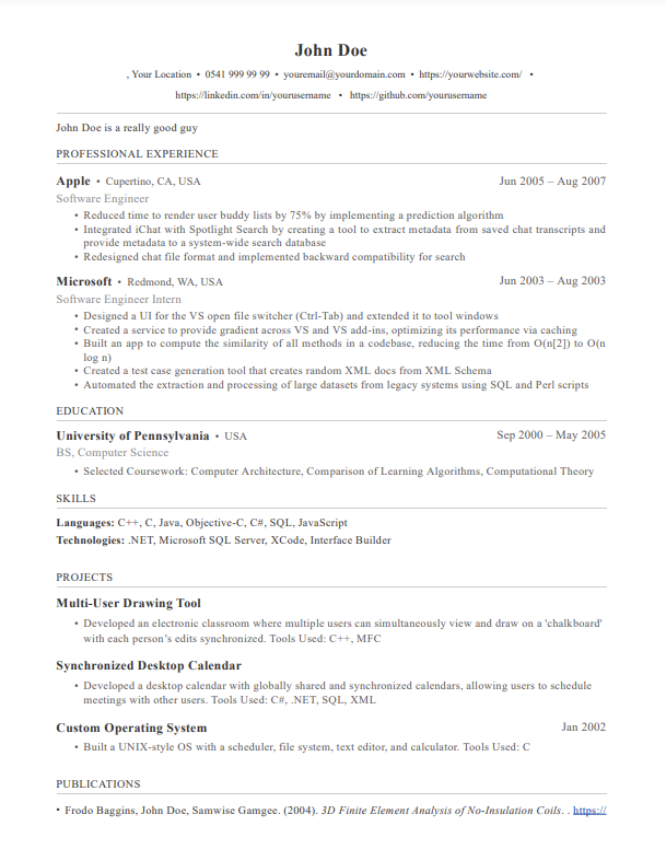 Example of good looking resume 1