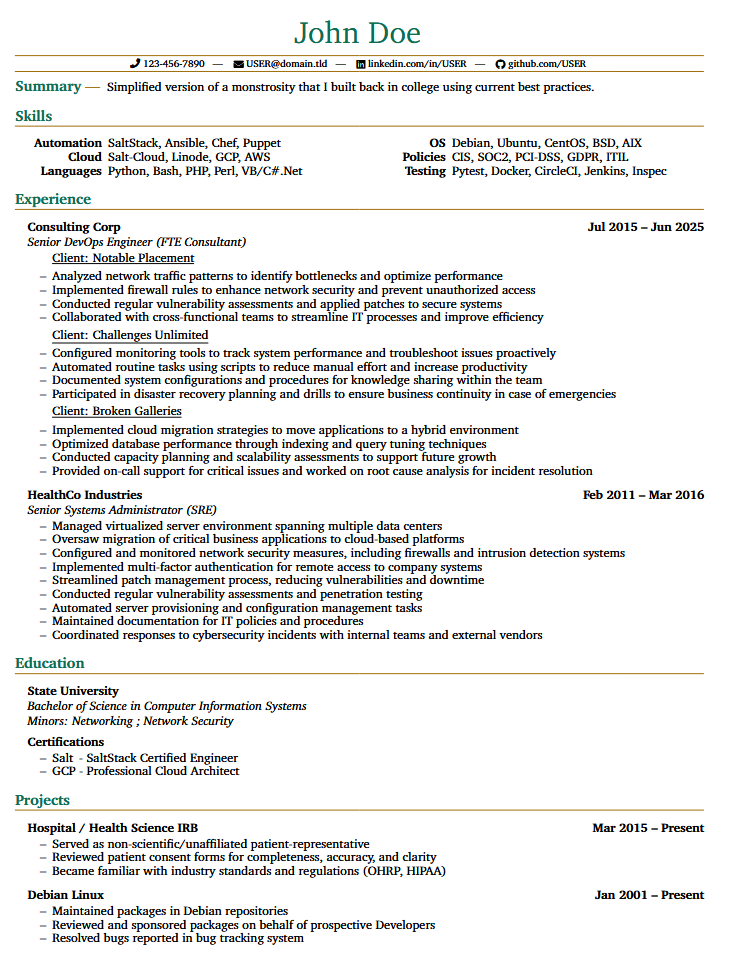 Example of good looking resume 2