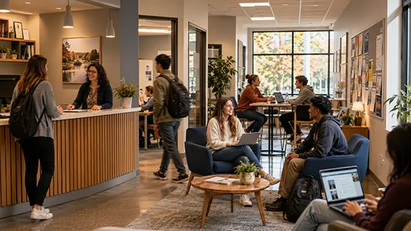 Students meeting with career services staff